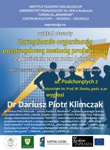 Plakat Wykład otwarty Klimczak 24.04.2015